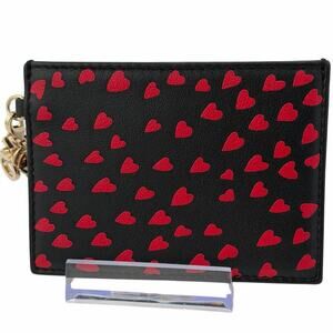 Dior Black calfskin with a vibrant red heart pattern